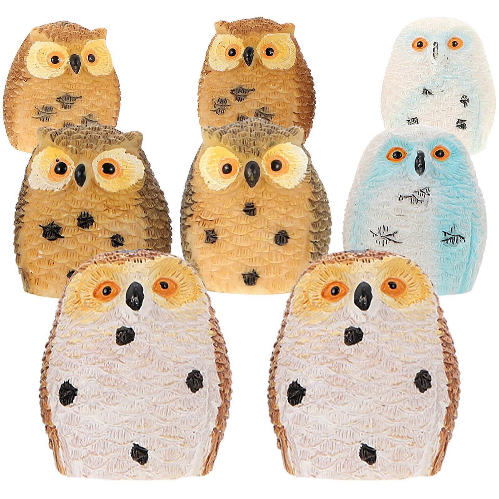 Resin Owl Ornament 24Pcs Assorted Color Stable Flat Bottom Garden Owl Statue