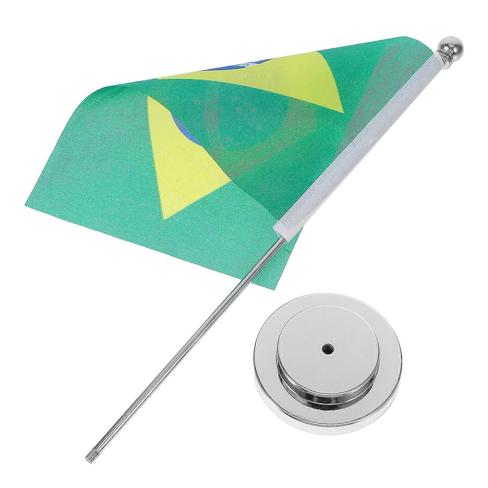 Brazil Desktop Flag for Tabletop Display 2Pcs Easy to Install Small Flags Set