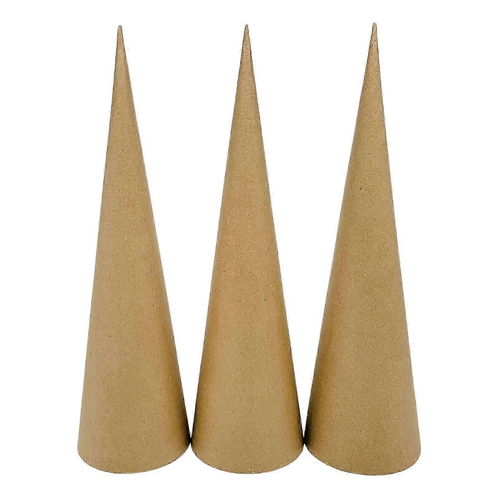 3 Pieces Paper Mache Cones with Open Bottom for Hands-On Craft Projects