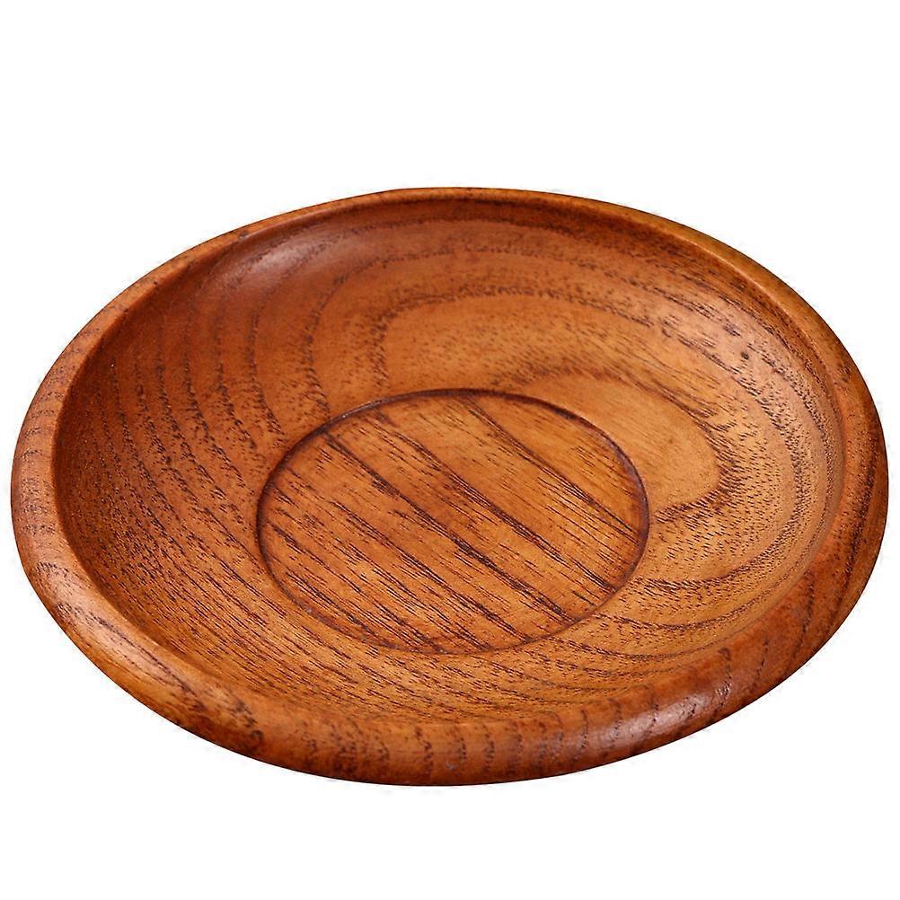 Wooden Bowl Dish with Base for Chinese Style Tableware 1Pcs Light Brown