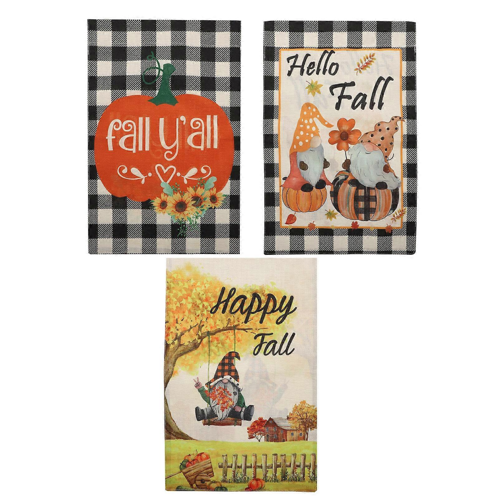 Pumpkin Garden Flags Double Sided Autumn Flags for Decoration 3Pcs