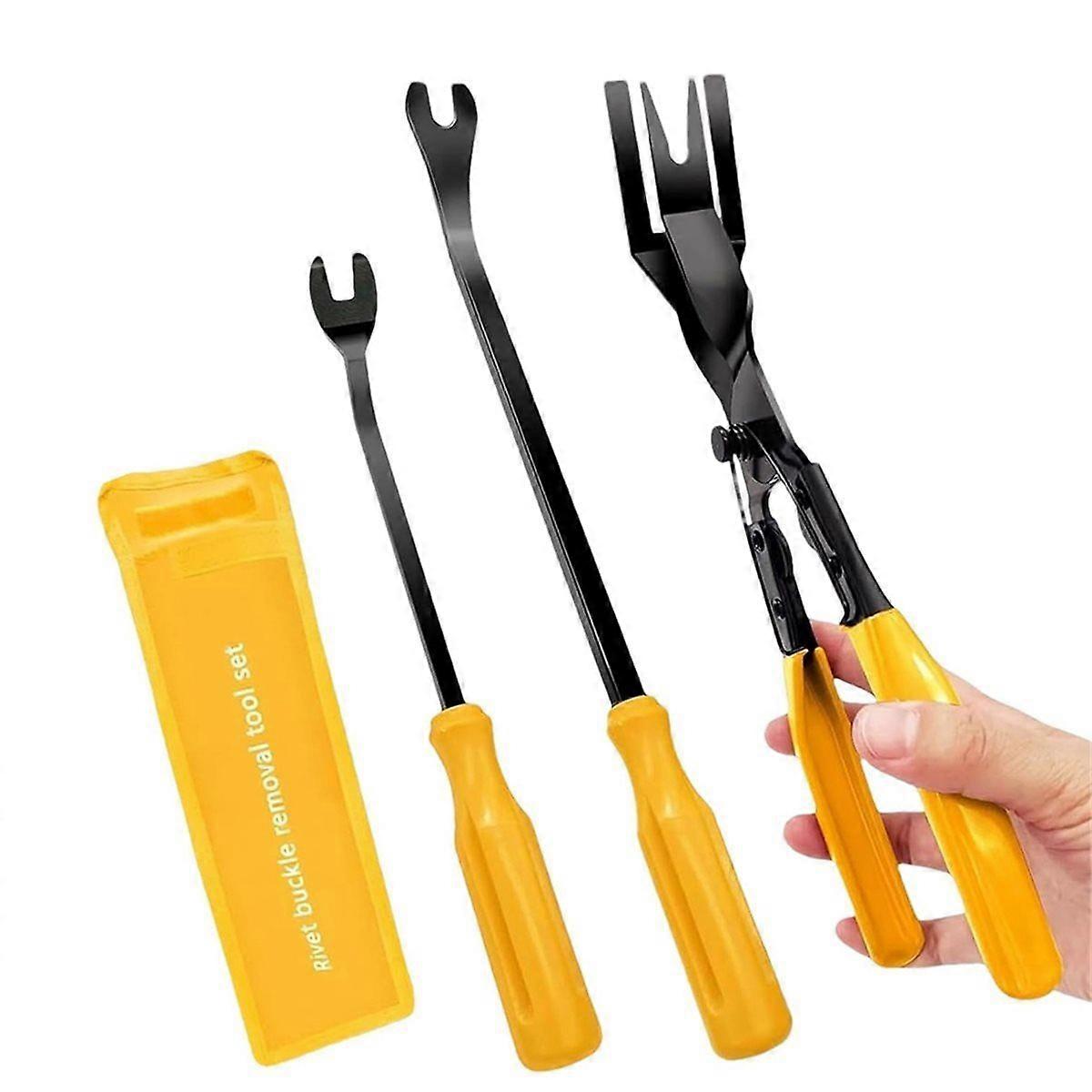 Advanced Auto Trim Removal Tool Kit, 3-Piece Panel Clip Pliers Set with Storage Bag for Car Upholstery, Dashboard