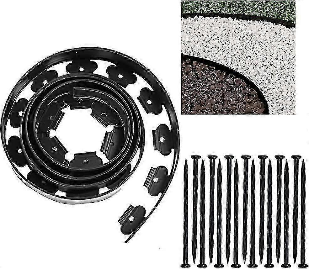 5mフレキシブルガーデンボーダー、ブラック、プラスチック、高さ5cm