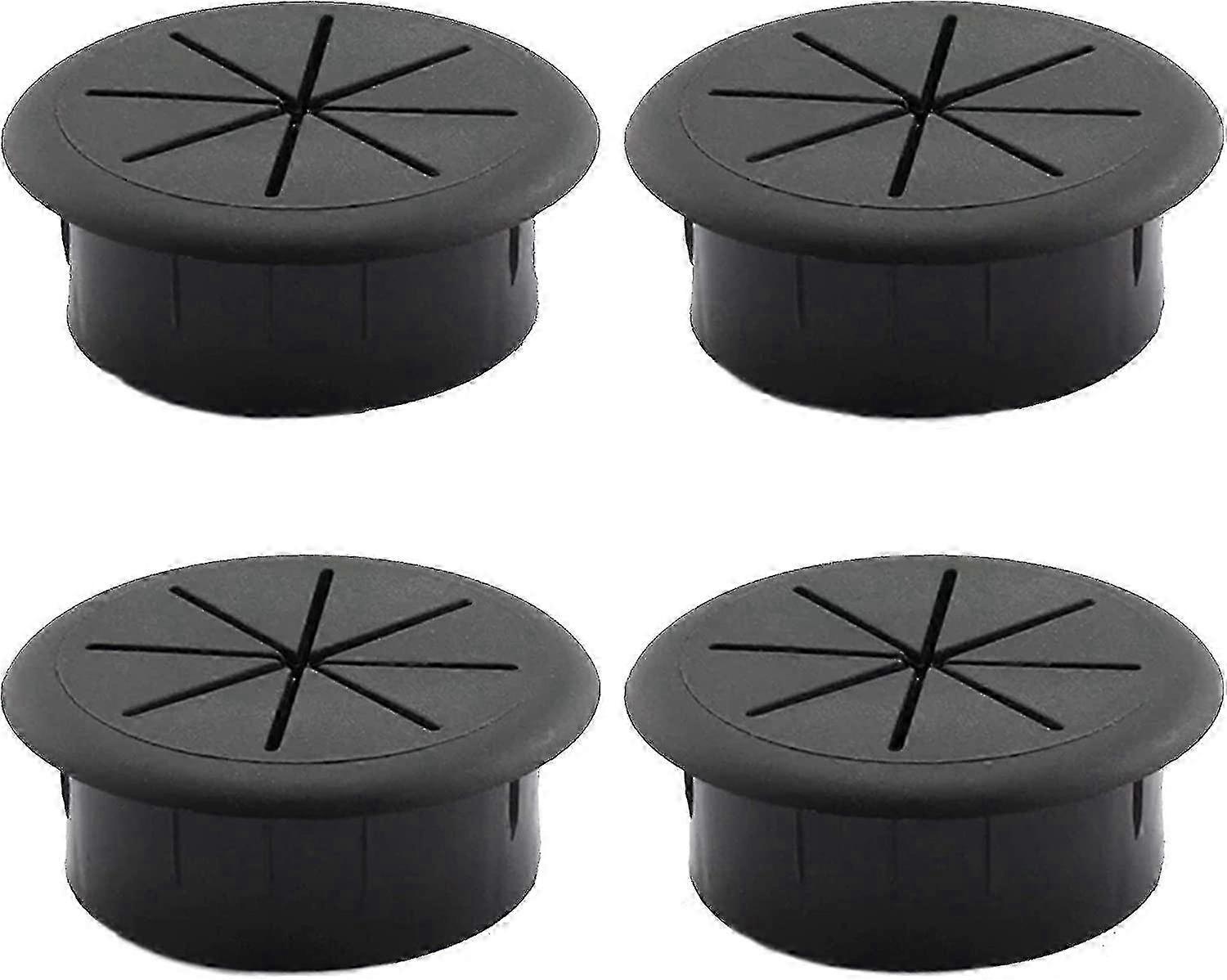4pcs Cable Thread Cover Table Cable Pass-through Desk Table Round Cable Cover For Office Furniture Table Computer Desk Black 25-26