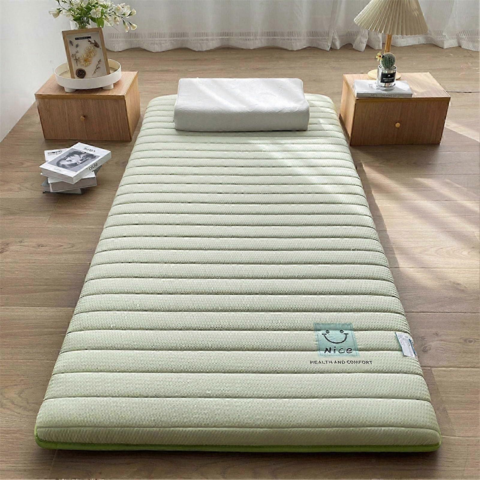 Japanese Thick Futon Mattress, Portable Foldable, Soft, Breathable, Green 90x200 cm