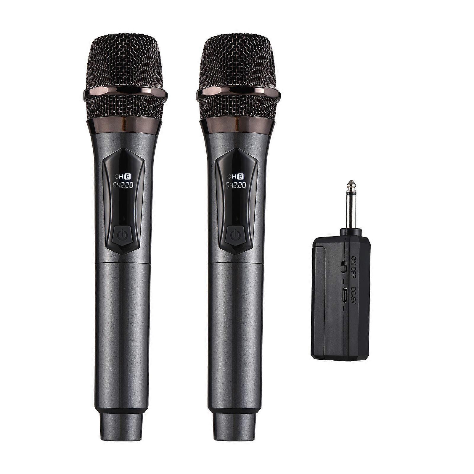 Wireless Microphone System Receiver with Handheld Mic Anti-Howling for Home Cinemas Karaoke Church Speech Wedding Party Singing Rechargeable Wireless