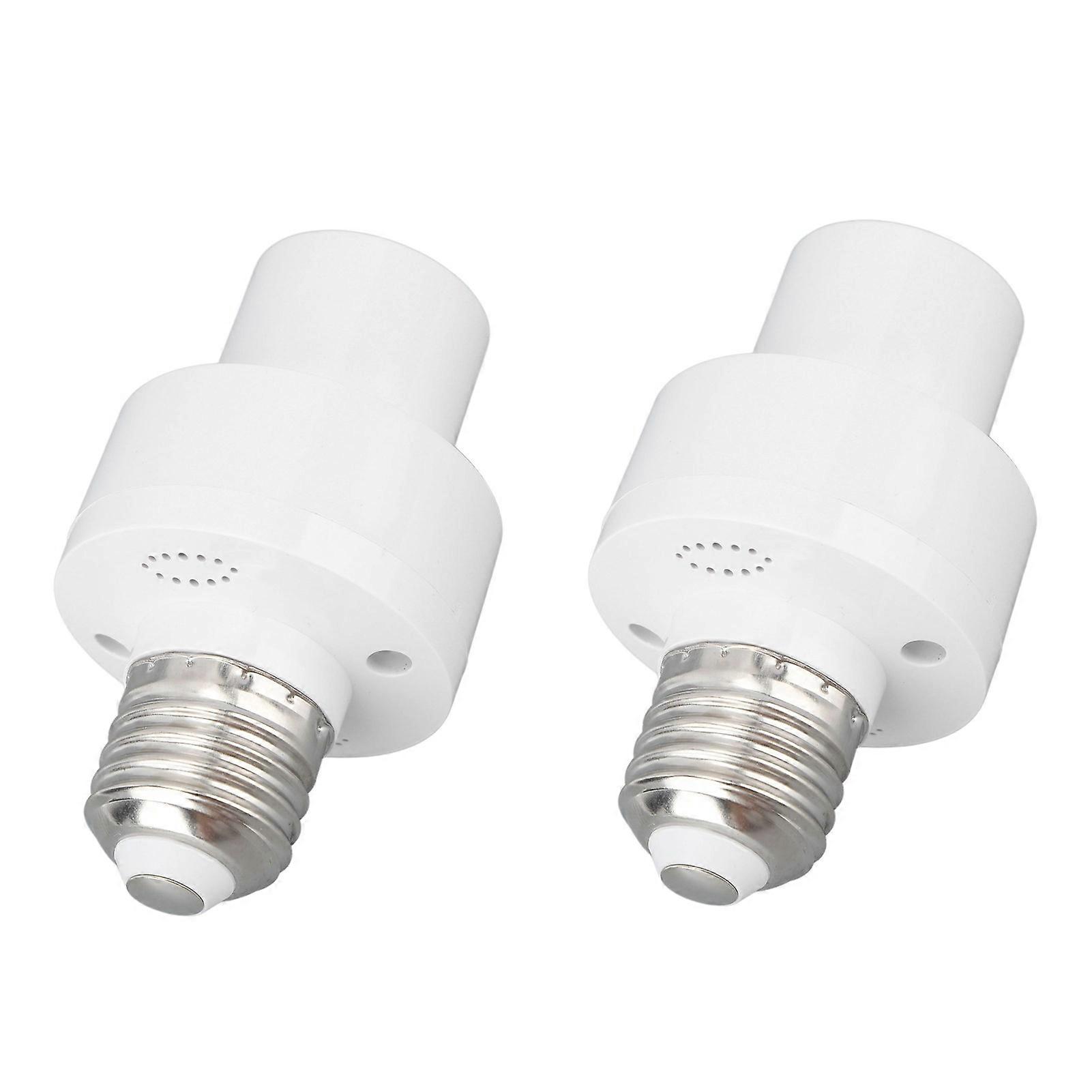 2PCS Smart Light Bulb Socket Wireless Control Lamp Holder Voice Control with E27 Screw Port Smart Life 100V‑250V White