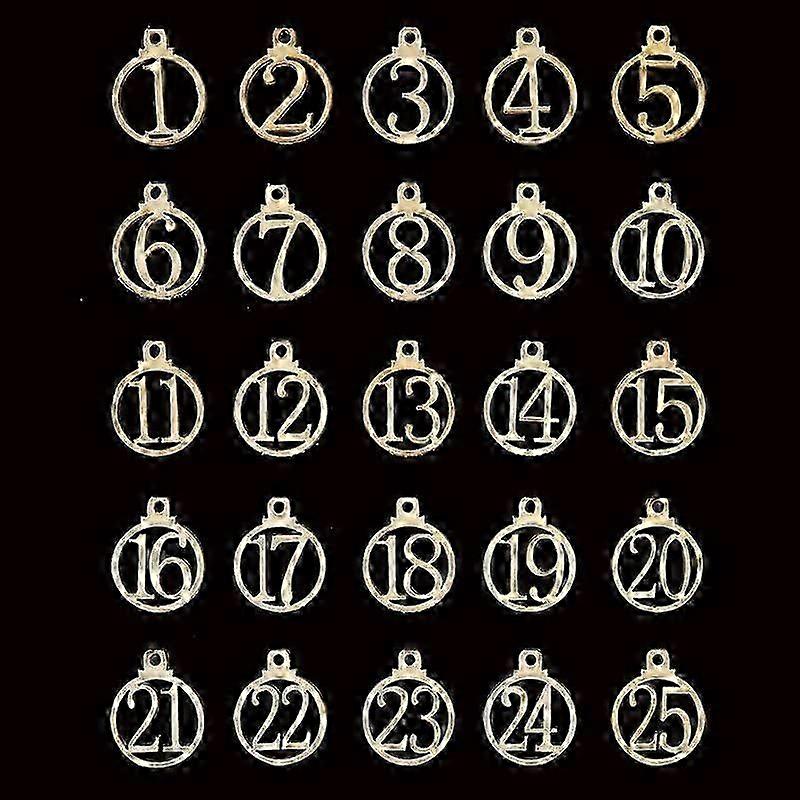 Number 1-25 Digital Wooden Christmas Advent Calendar Countdown DIY Xmas Tree Ornament Hanging Pendan