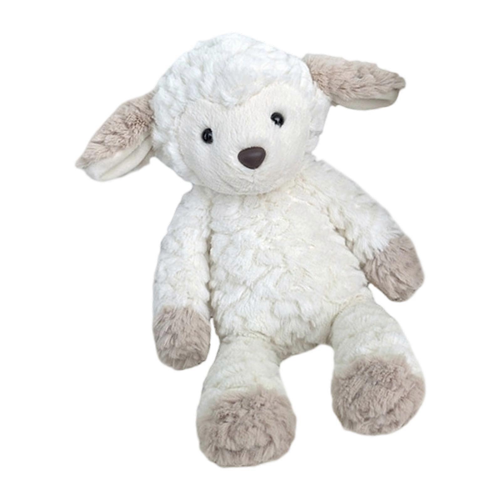 Plush Sheep Toy Doll With Simulation Design PP Cotton Filling Cuddle Stuffed Animal For Gifting Home Office Decoration  White