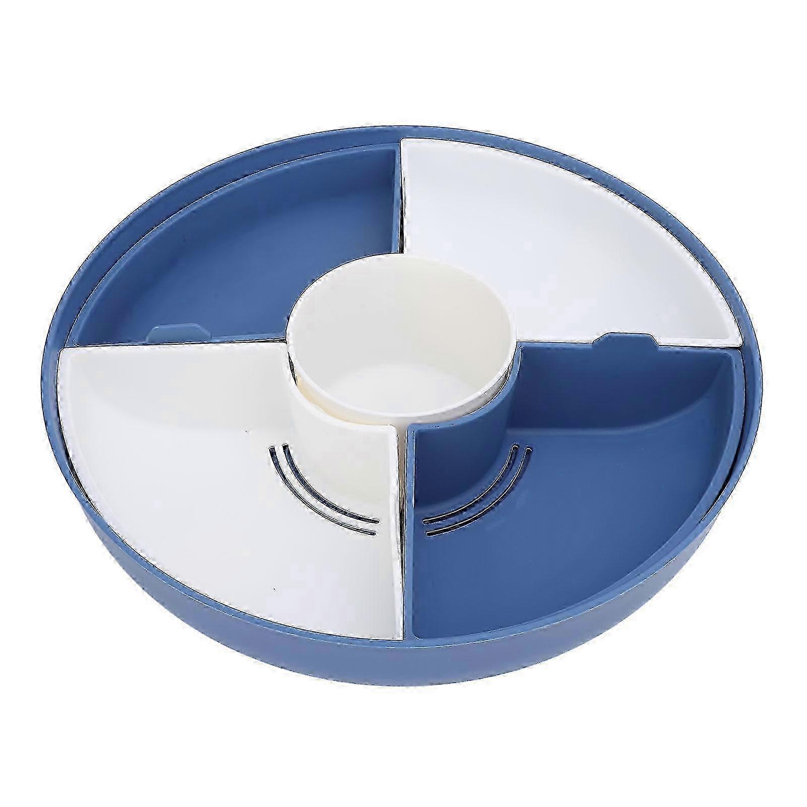 Snack Tray with Transparent Lid: Large Capacity Round PP Serving Tray with Divided Sections for Snacking inches