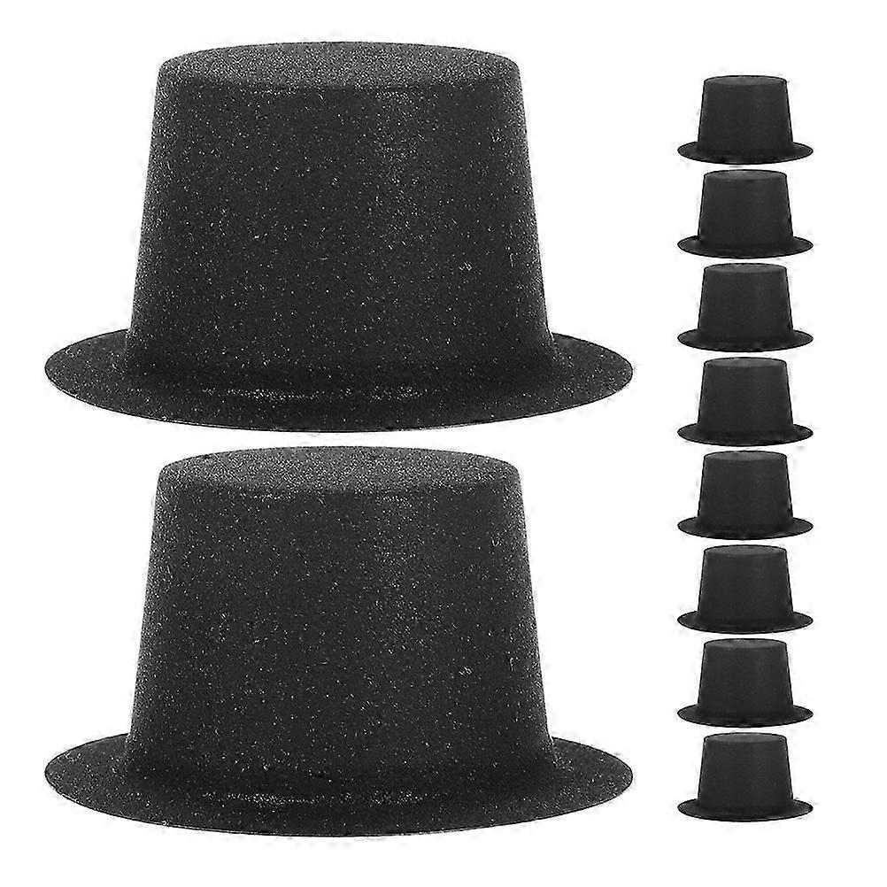 Mini Formal Hats for Xmas Decoration Featuring 50Pcs Mini Black Snowman Hats