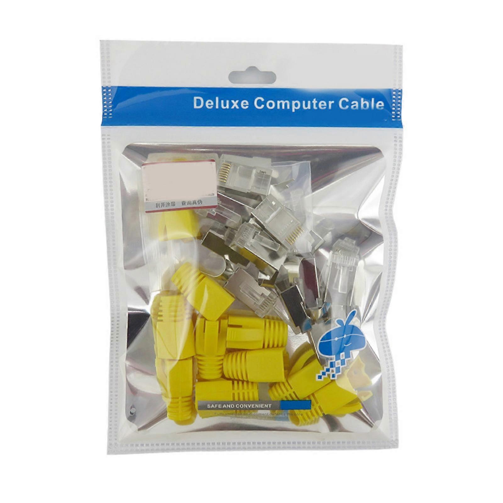 8P8C RJ45 CAT7 Link with 24K Gold Associates and Bronze Protect 10Gbps Rapid Data Transfer Port  Yellow