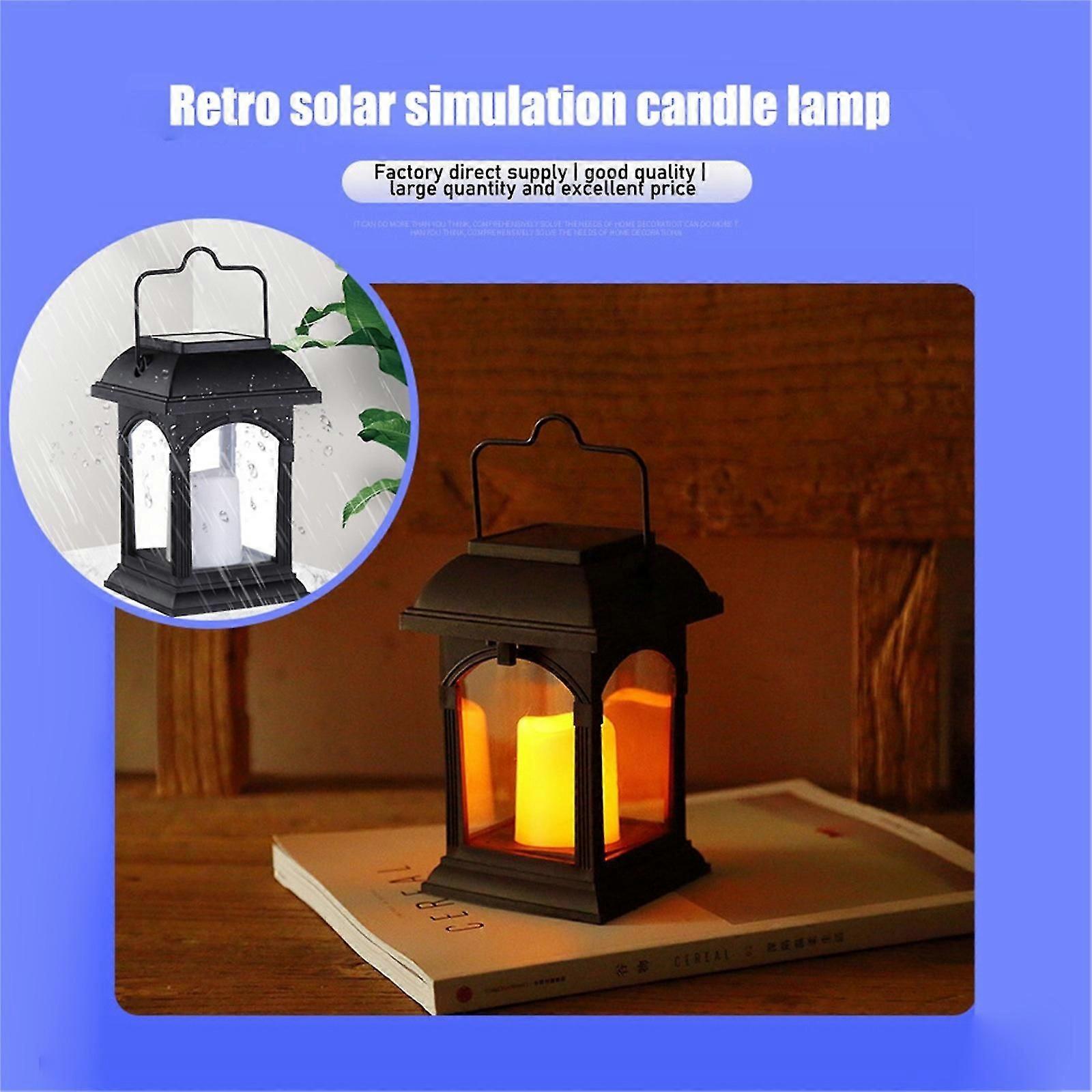 Black Solar Lanterns With Led Candle And Deceptively Real-looking Flacker Effect From Festive Lights