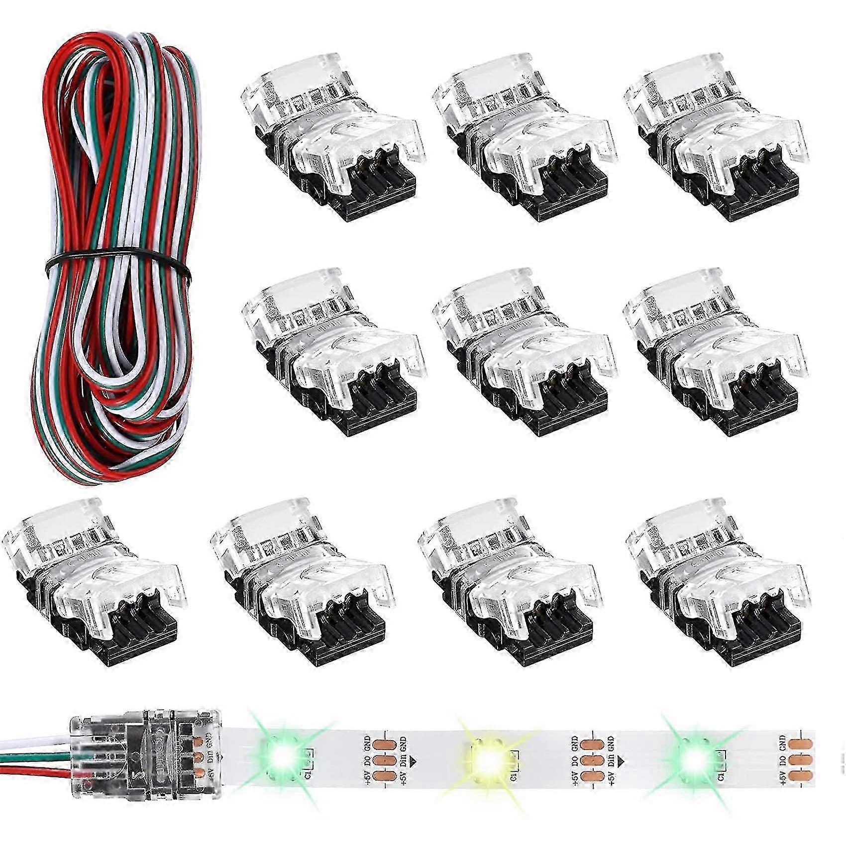 11 Pieces Tunable 3 Pin Led Strip Connectors 10mm Led Strip Light Connectors Led Strip Connector Terminal For Ws2811