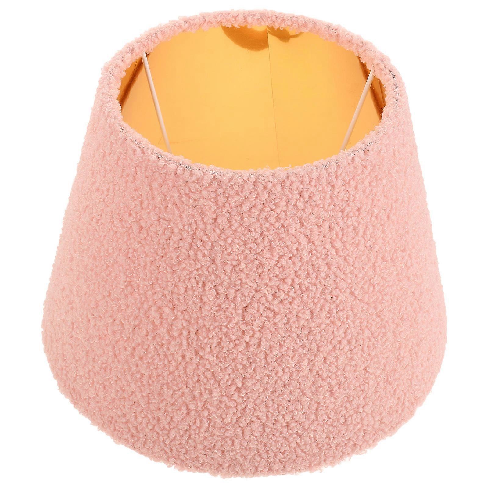 Pink Plush Fabric Lampshade for Table Lamp Light Fixture Cover Fluffy