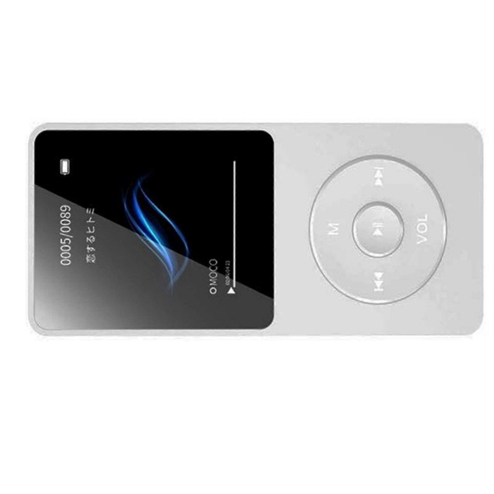 Small MP3 MP4 Player Bluetooths 5.0 Radio Recording Function External Speaker E Book Support Memory card Slot 25H Battery  White