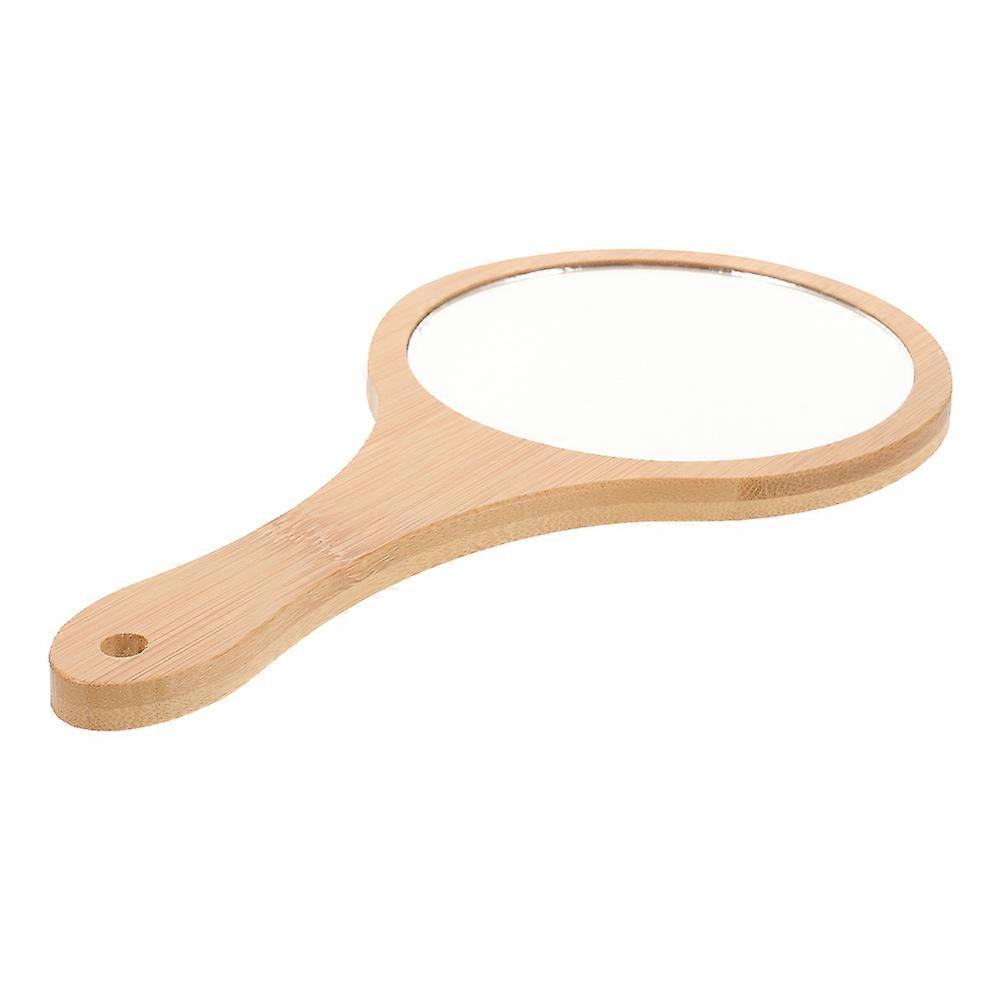 Bamboo Handle Hand Mirror High-Definition Reflection Compact Size For Personal Grooming 1Pcs