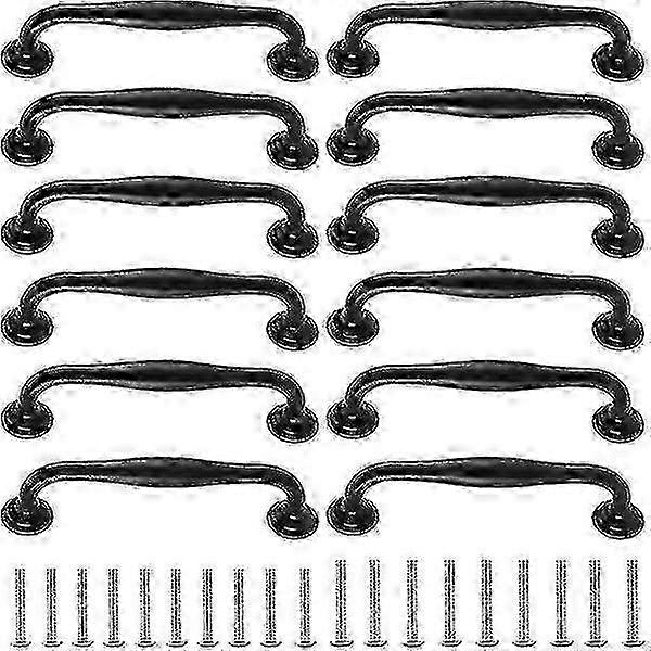 12-Pack Vintage Black Cabinet Handles Long Drawer Pulls