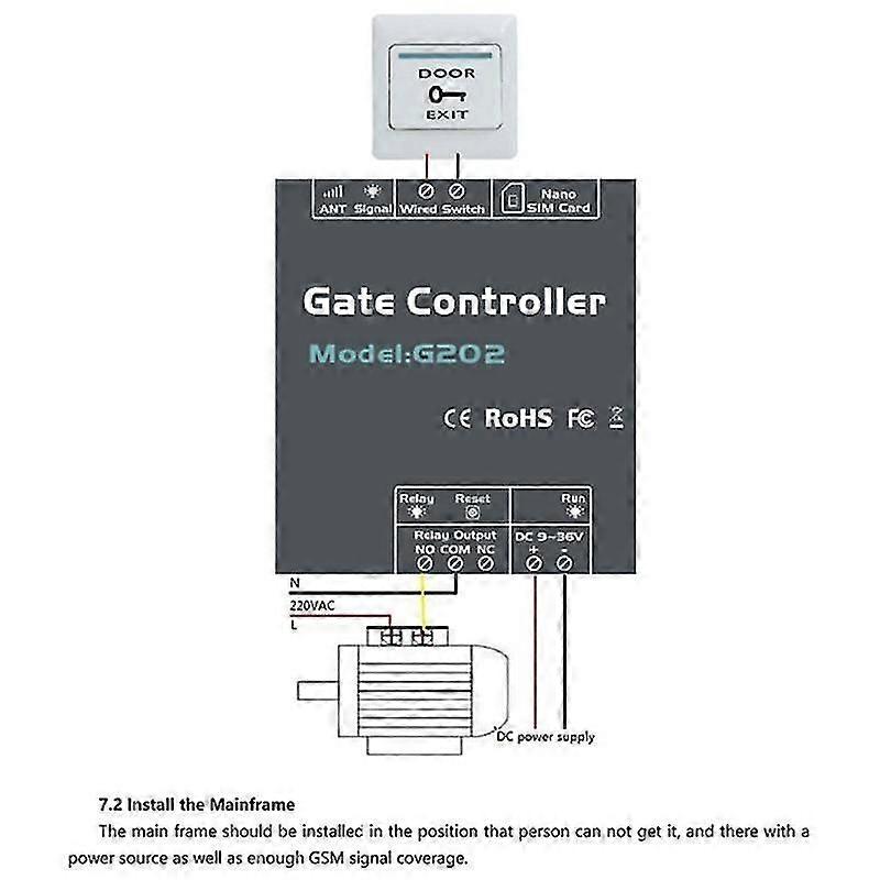 G202 GSM ゲートドアオープナー、電気ゲート用 4G シングルリレースイッチ付き