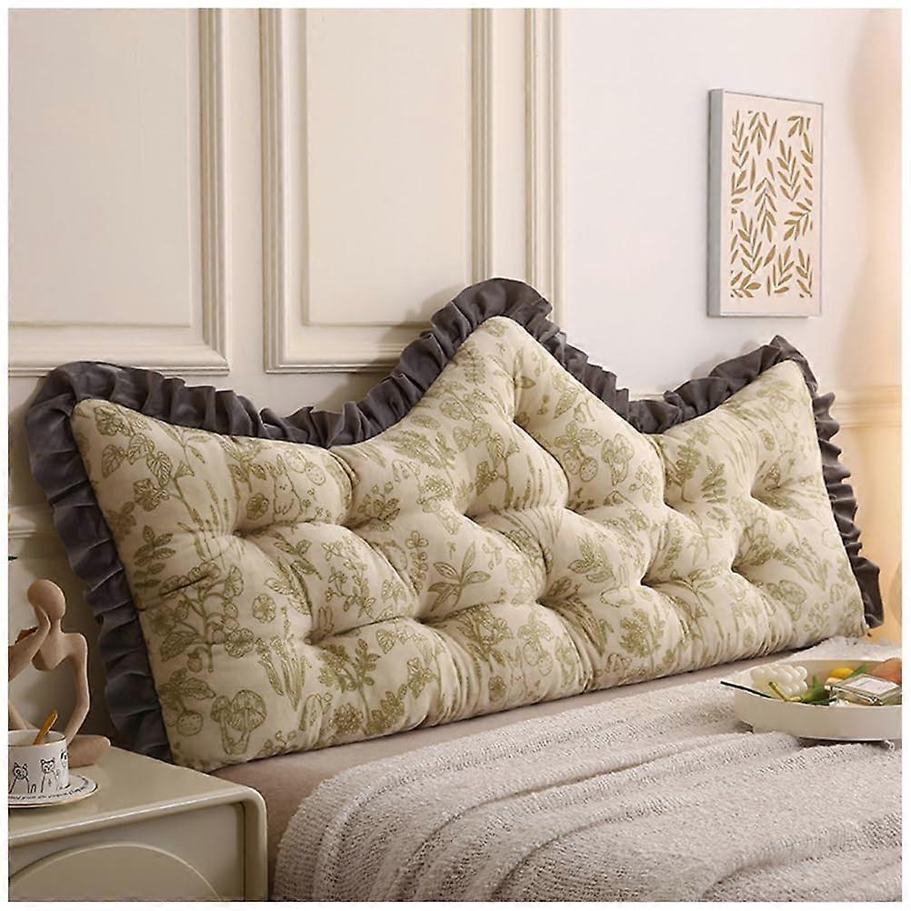 Bedside Reading Pillow Large Wedge Backrest Cushion for Sofa or Bed, Crown Design 60cm