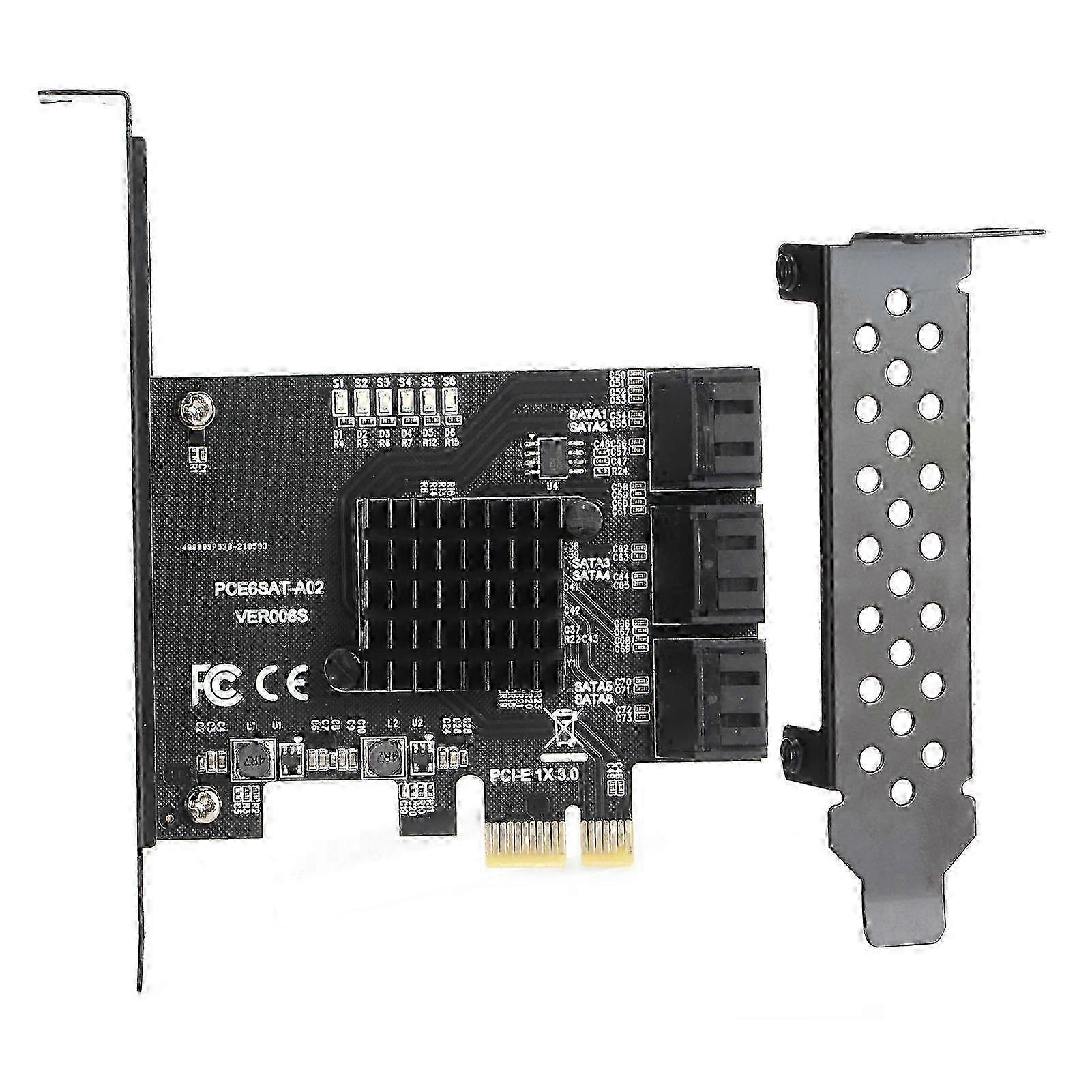 w Hard Disk Expansion Card 6.0 Gbps PCI‑E to SATA 6G 6 Ports Convertor Interface Hub Adapter