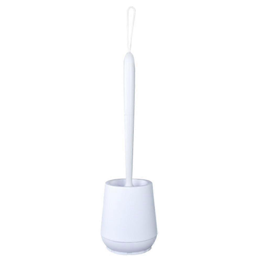 Toilet Brush Set with Silicone Soft Bristles and Long Handle for Bathroom Cleaning with Holder White