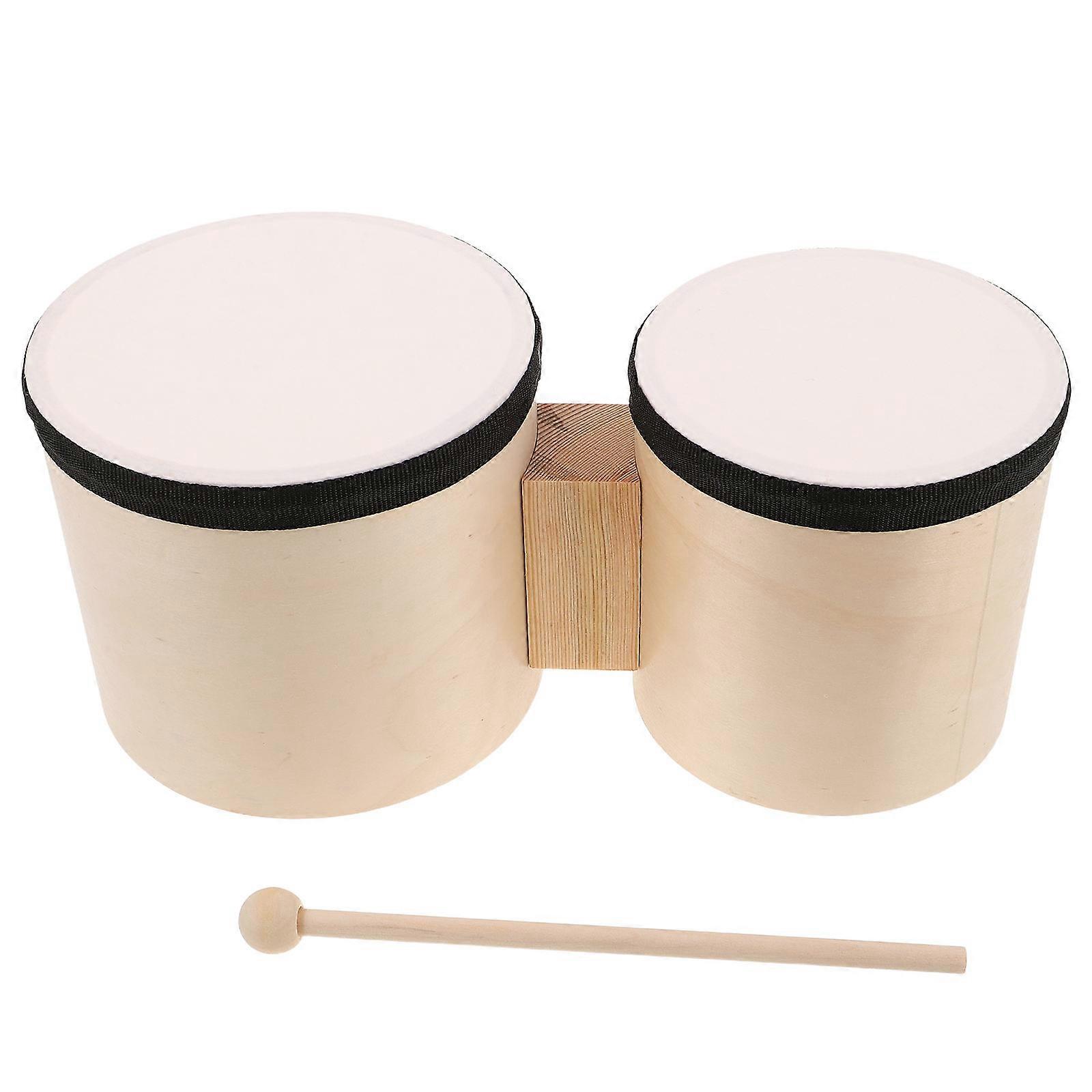Hand Percussion Drum for Adults and Beginners Home Use Outdoor Gatherings Beige Wood Material Rhythm Practice Function 1Set