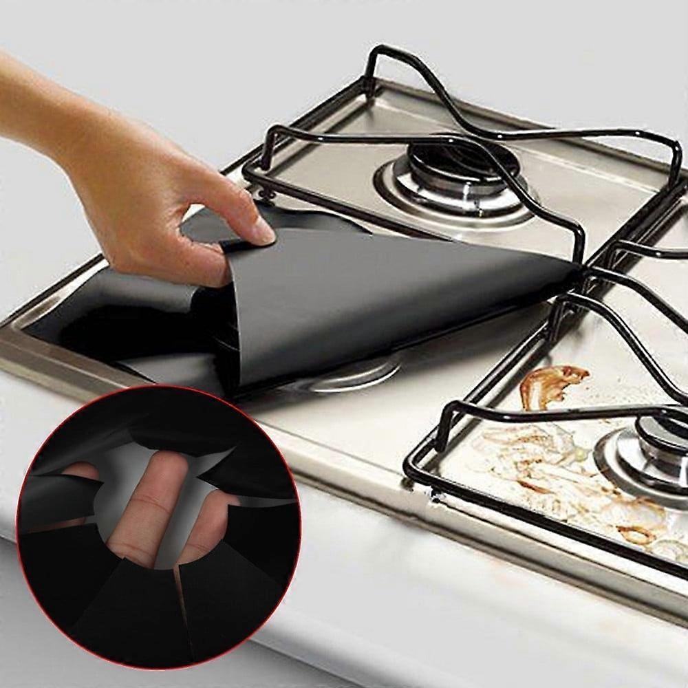 VOSS 2PCS Universal Stove Burner Covers Protector Sheets Oven Liner Reusable BK