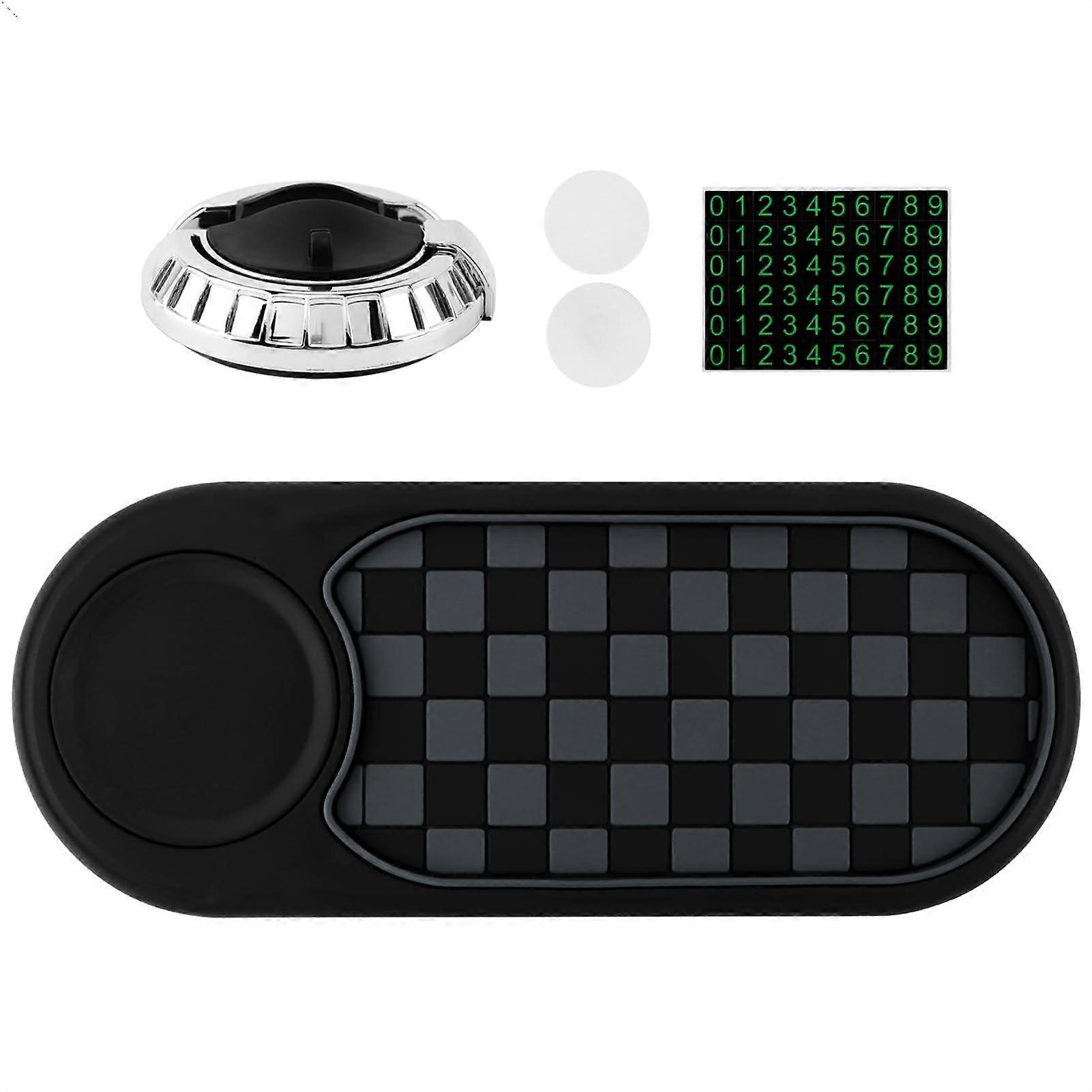 Universal 360° Rotating Car Phone Holder with AntiSlip Dashboard Mat and Concealable Parking Number