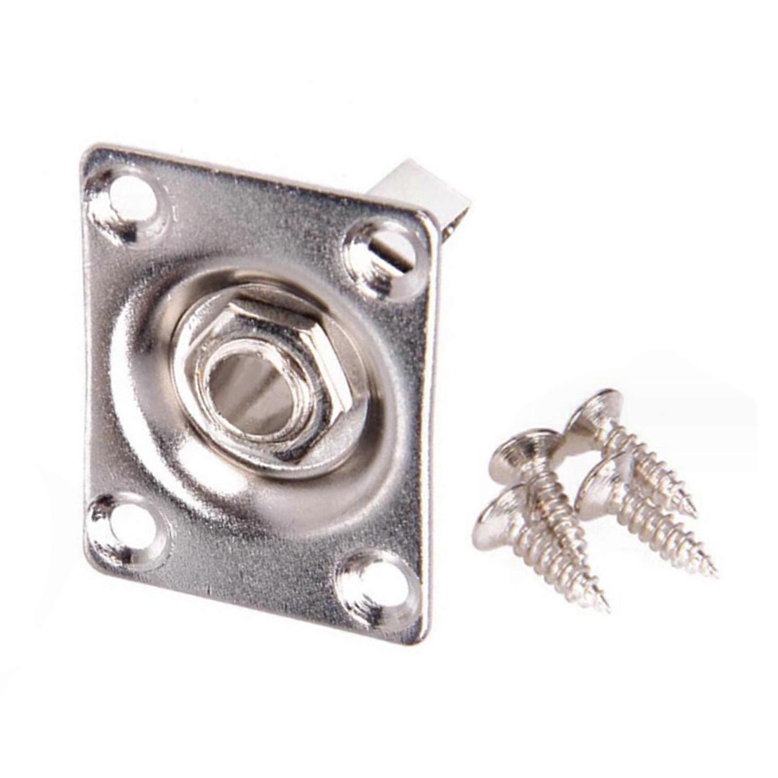 Metal Output Input Jacks Plate Screws Guitar Replacement Parts 1/4in Square Output Jacks Plate Guitar Bass Jacks Socket  Silver