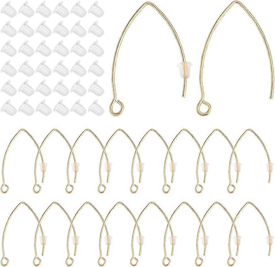 50Pcs Earring Hooks V Shape Stainless Steel Earring Hooks 0.7mm Pin Ear Wire with Loop Golden Dangle Earring Findings 80Pcs Plastic Ear Nuts for Dangl