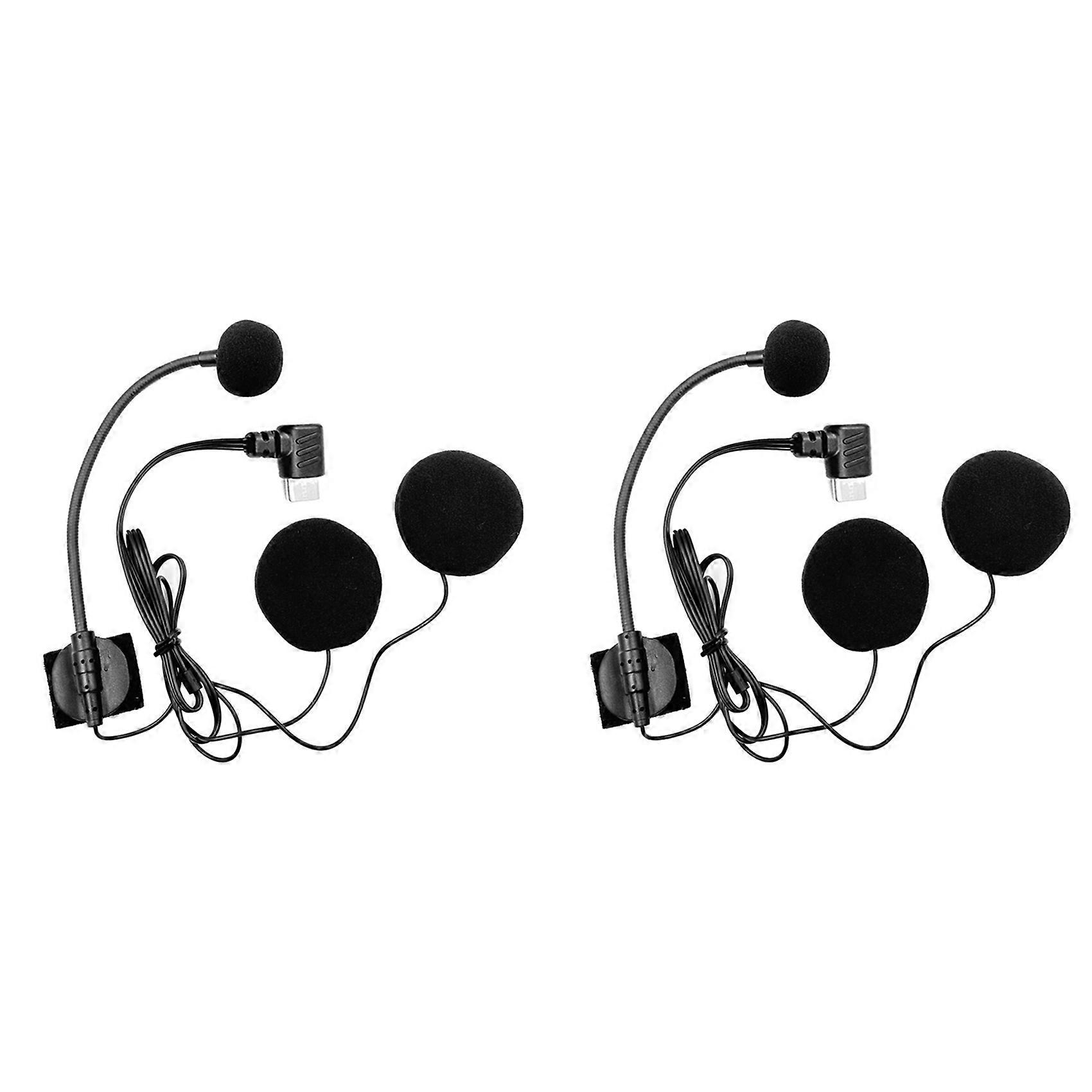2X Type-C Earpiece Microphone Speaker for Motorcycle for Half-Mask Helmets