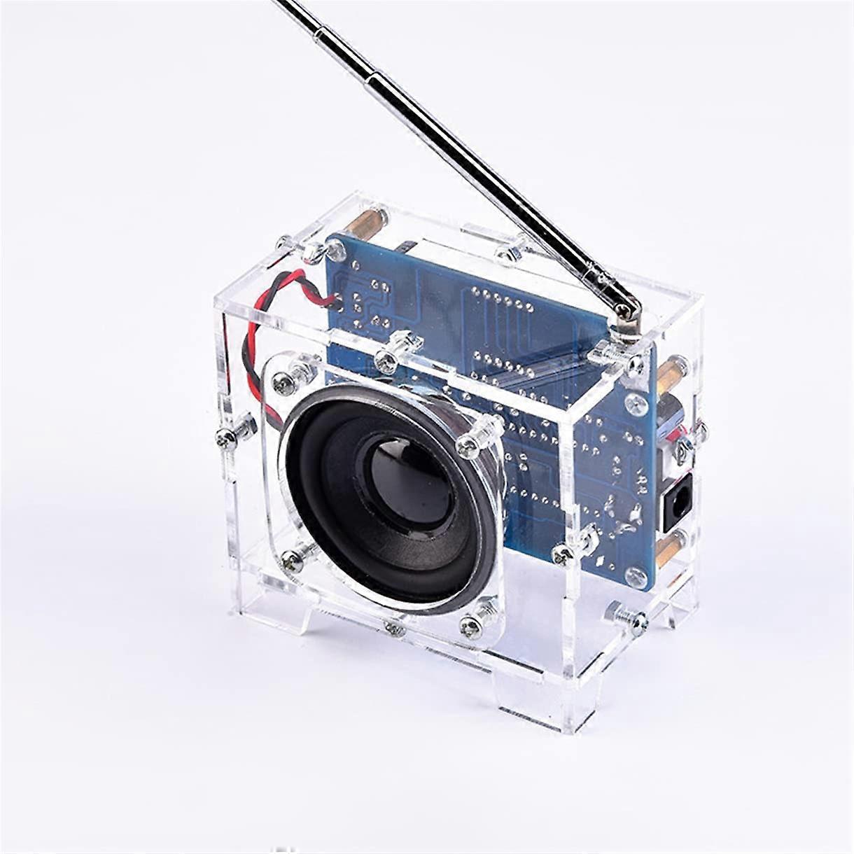 Radio DIY Kit Mini Transparent Shell FM Radio Receiver 87MHz108MHz With DC LED Display 5W Speaker Antenna