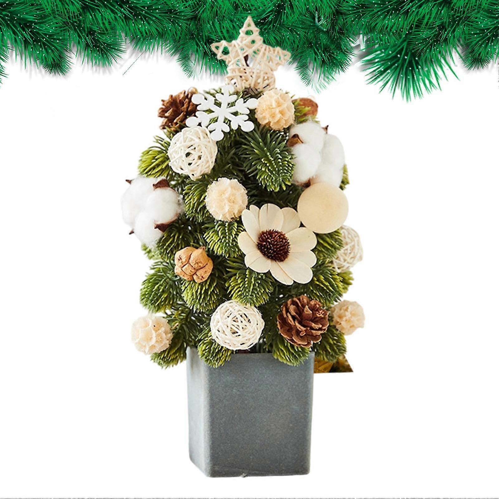 Artificial Christmas Tree with Realistic Pine Texture, Small Tabletop Holiday Decor for Home or Office