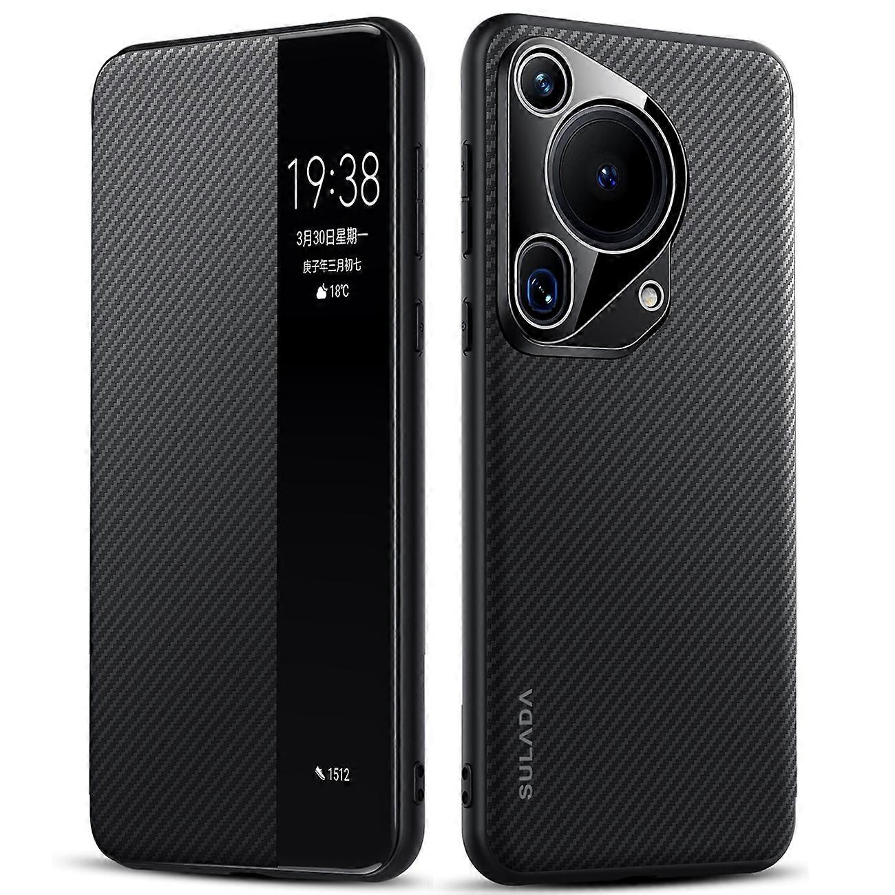 SULADA Kevlar 600D Texture Smart Window Leather Phone Case