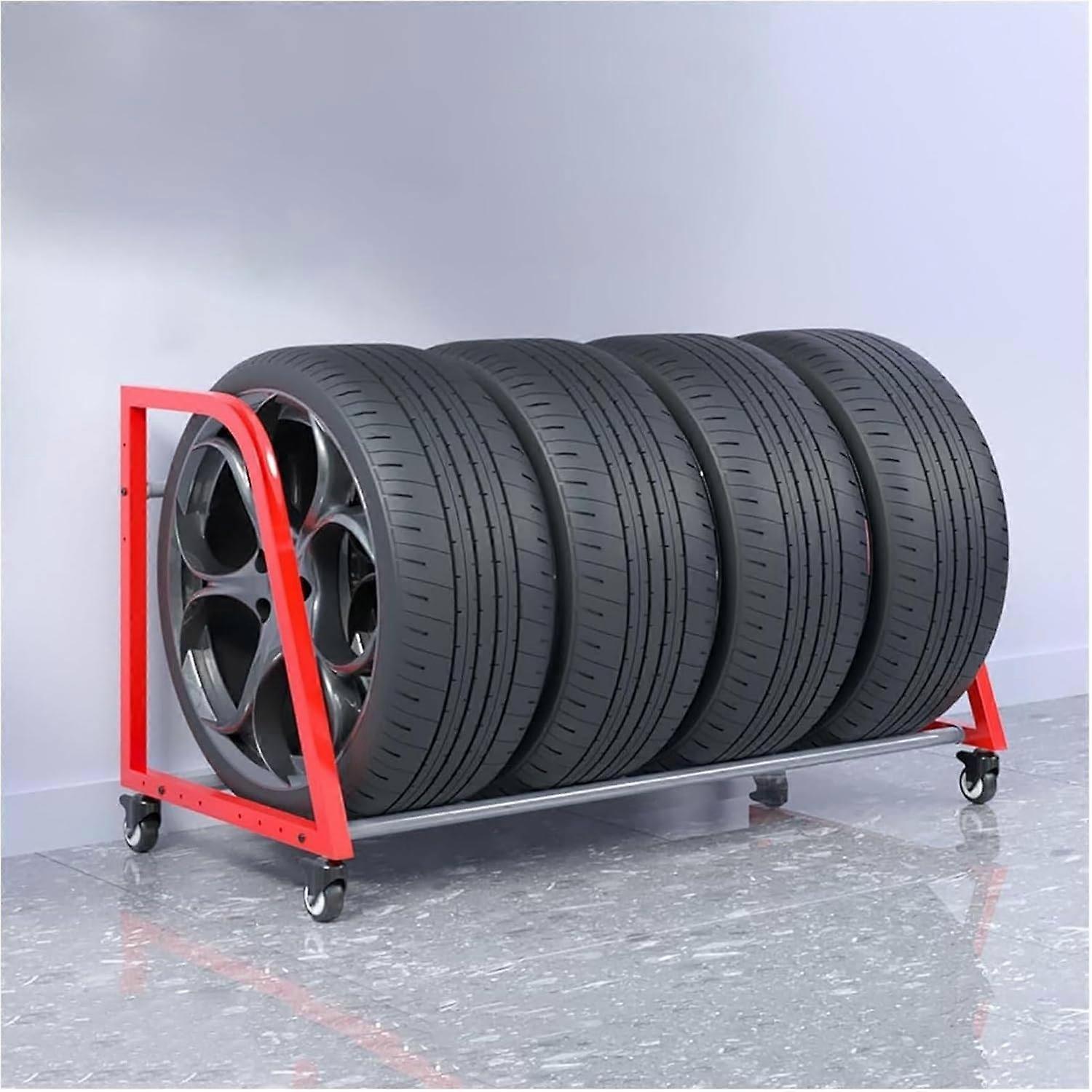 Heavy Duty Rolling Tire Storage Rack with 360° Swivel Wheels, Adjustable Width for Garage