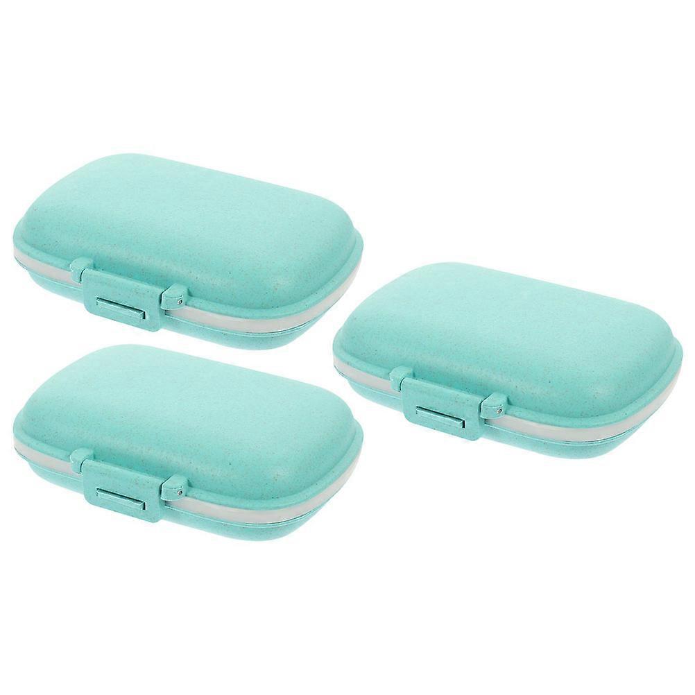 Travel Pill Container Rectangular Shape Wheat Straw Material Outdoor Activities Daily Use Leakproof 3Set