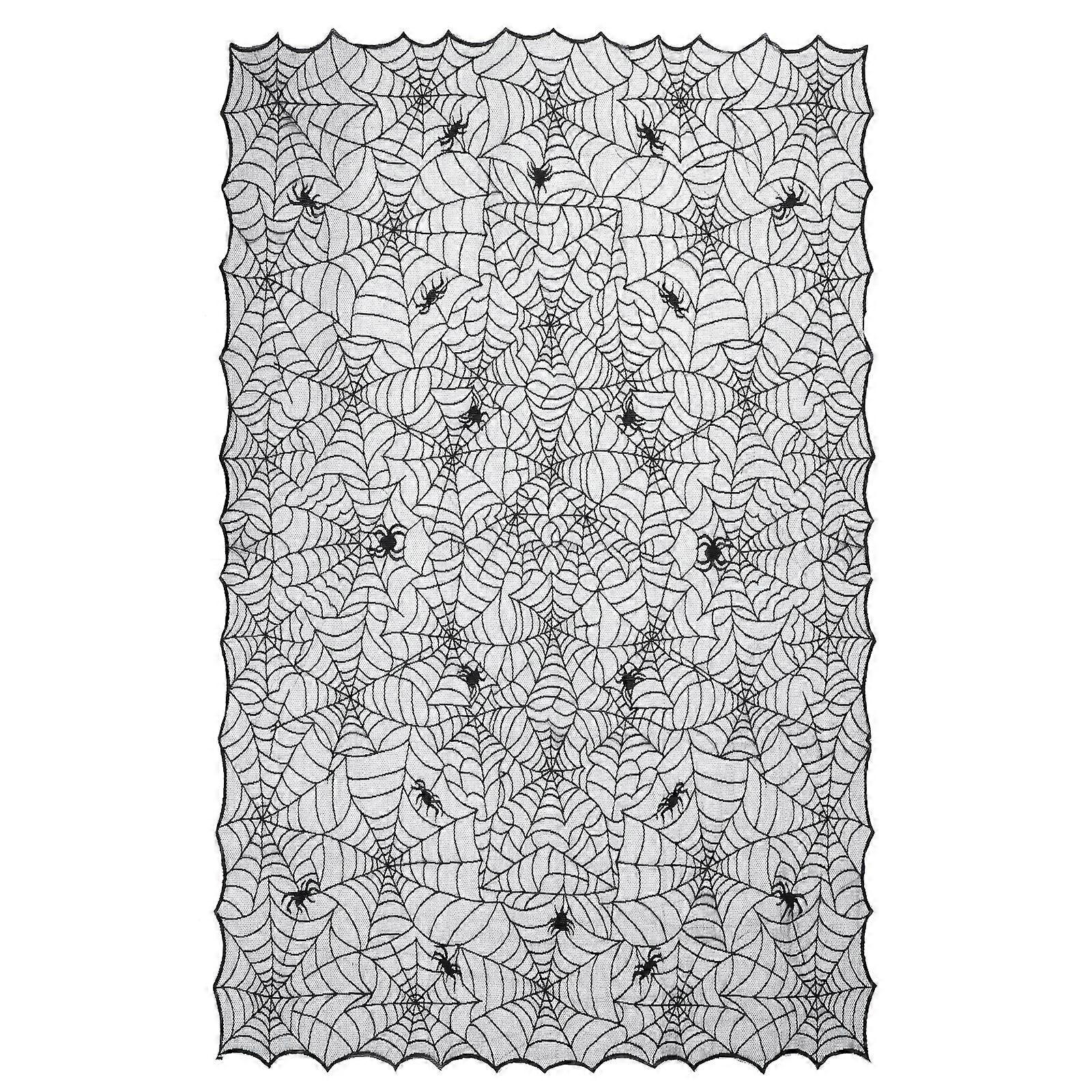 Polyester Halloween Tablecloth Lace Spider Web Cover for 2Pcs Decoration