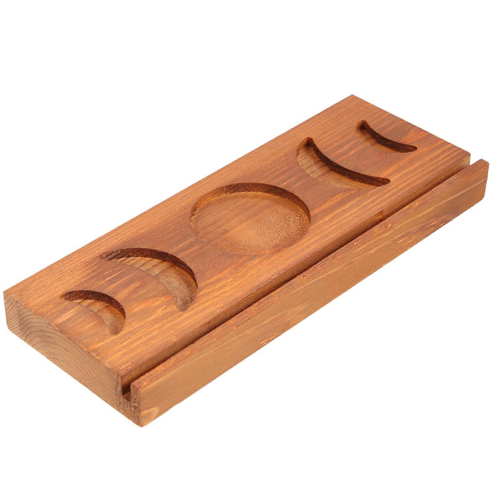 Wooden Tarot Card Holder Moon Pattern Bracket for Storage 3Pcs
