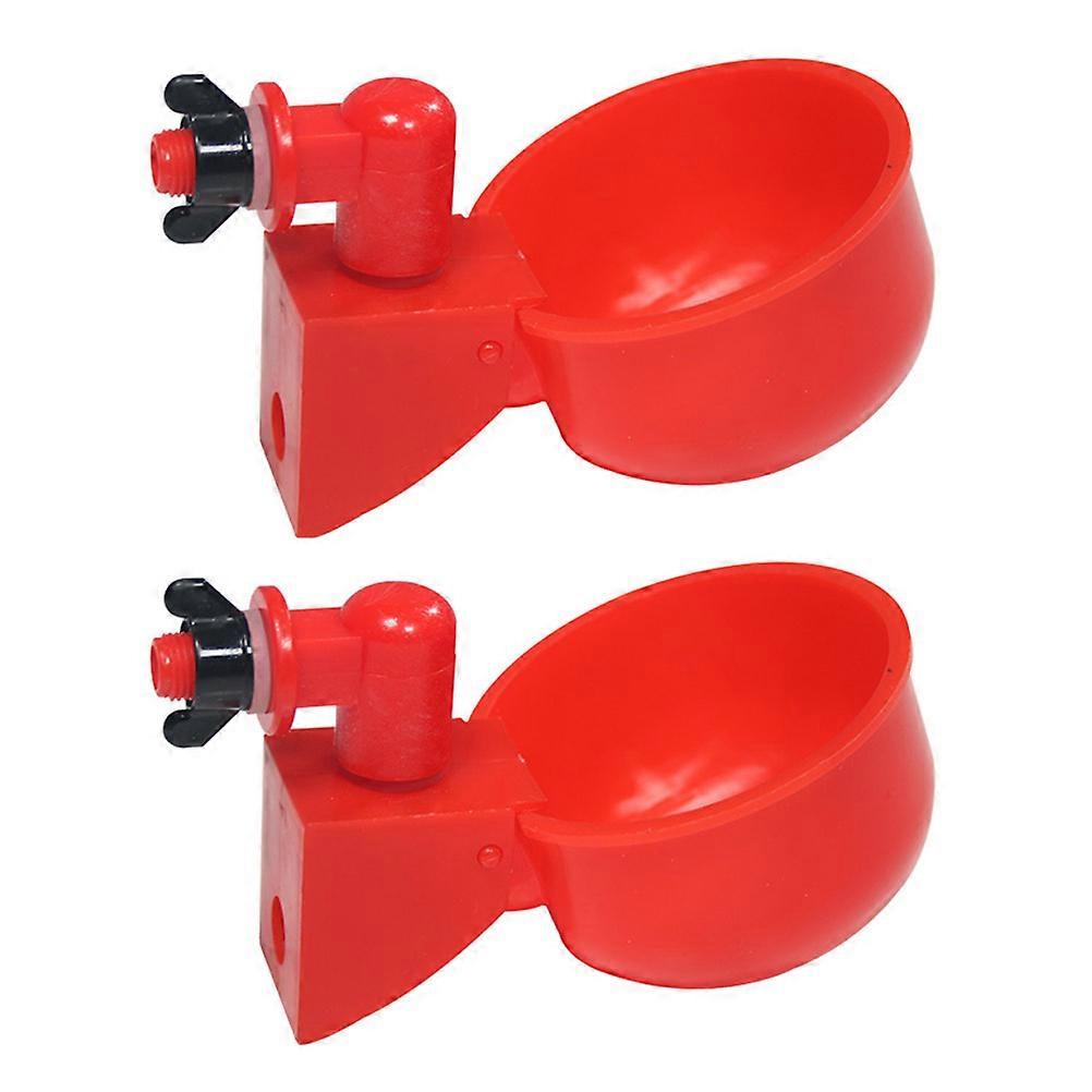 Poultry Water Dispenser Red Plastic Automatic Poultry Tool 2Pcs