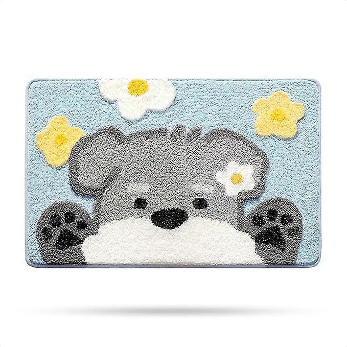 Cute puppy pattern bath mat, machine washable, non-slip