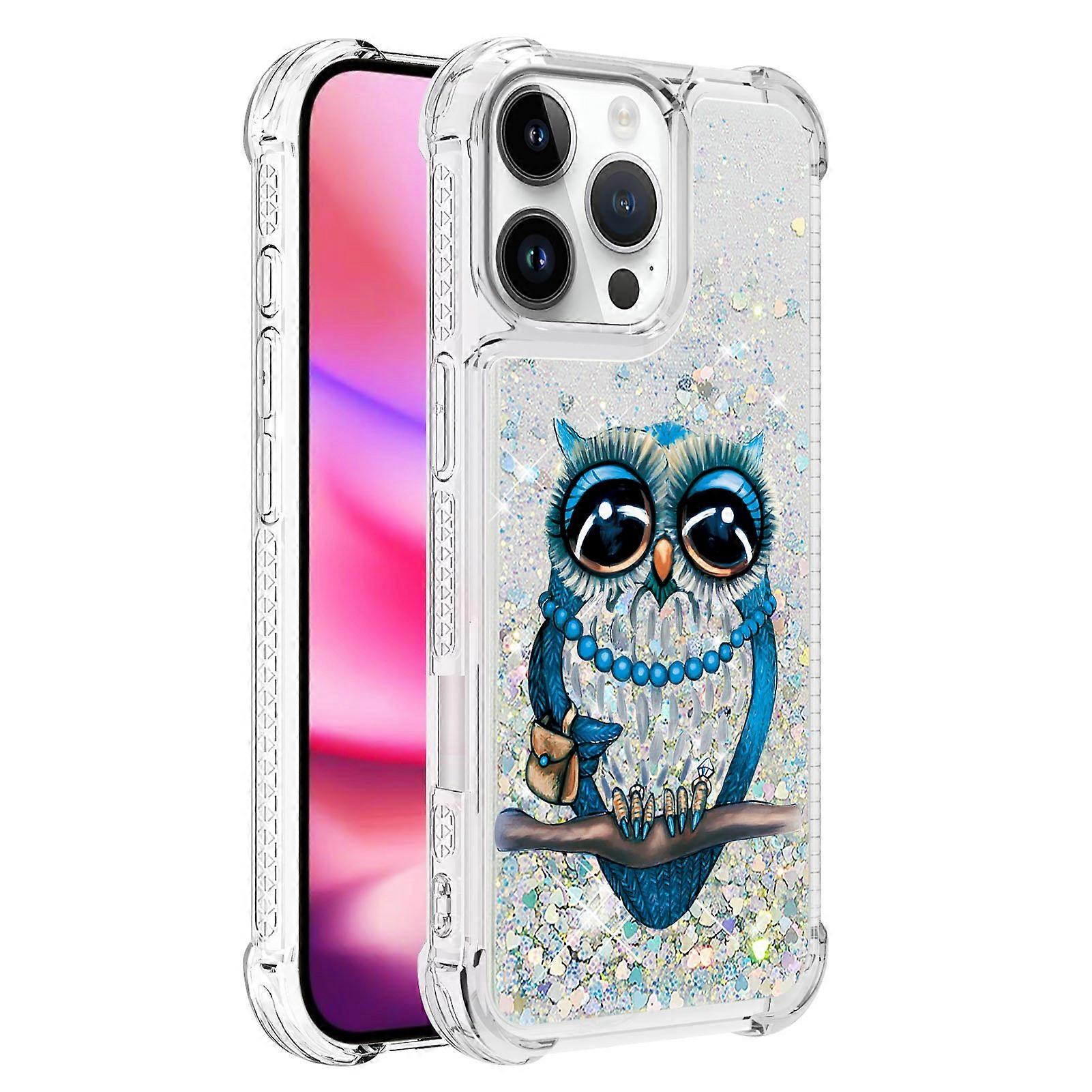 For iPhone 16 Pro TPU Case with Quicksand and Pattern Printed