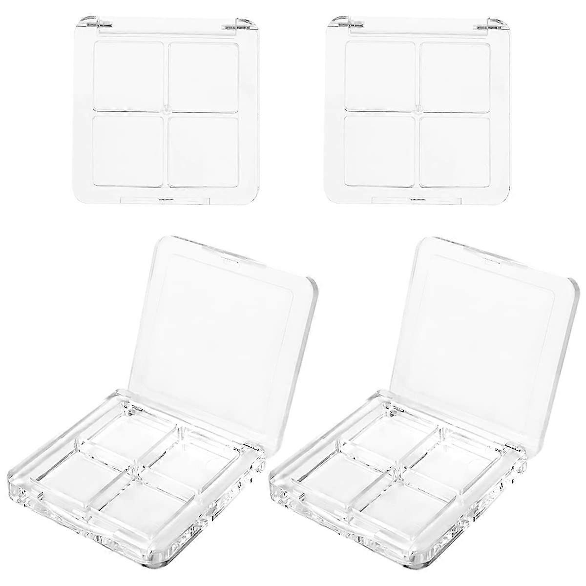 2PCS Transparent Acrylic Empty Makeup Palette, 4Grid DIY Eyeshadow and Lipstick Storage Box