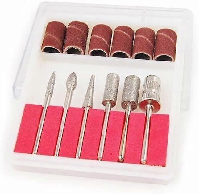 6pc 3/32 Nail Drill Bits Set with MultiGrit Sanding Bands for Precise Shaping Acrylic Nails