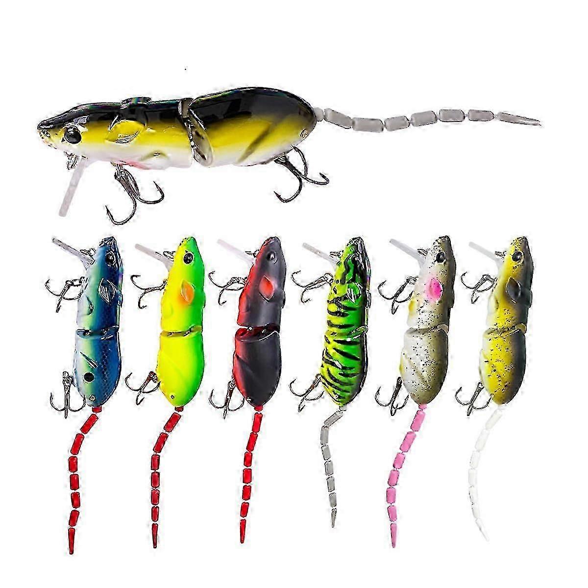 7pcs Spirebuzz Ratstrike Köder, 3D lebensechte Ratte Topwater Köder, Premium Bionic Maus Köder Angeln