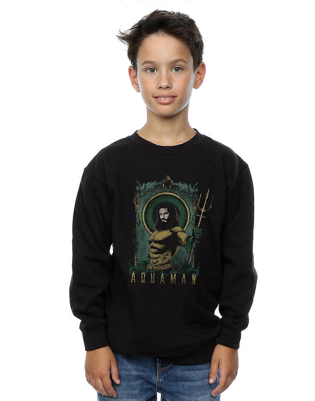 DC Comics Boys Aquaman Framed Trident Sweatshirt