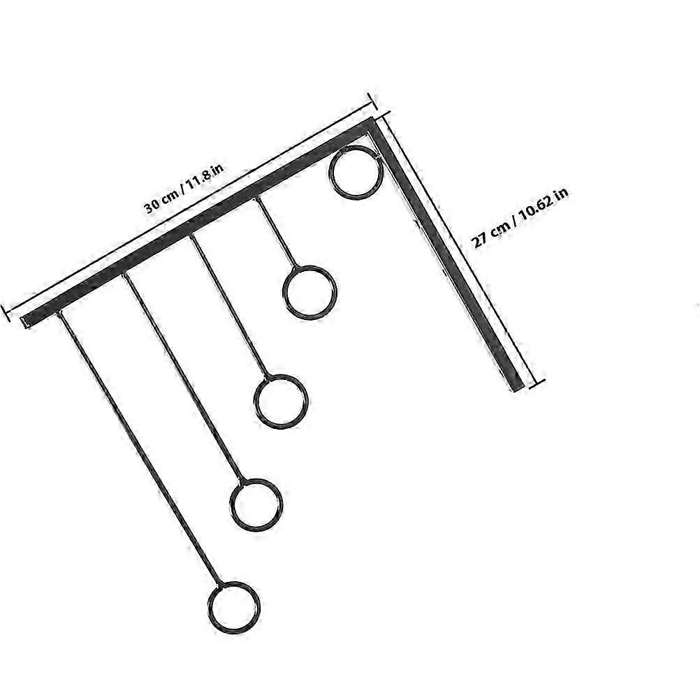 Black Iron Clothes Wall Rack for Storage Use 1Set Hook Ring Hanger