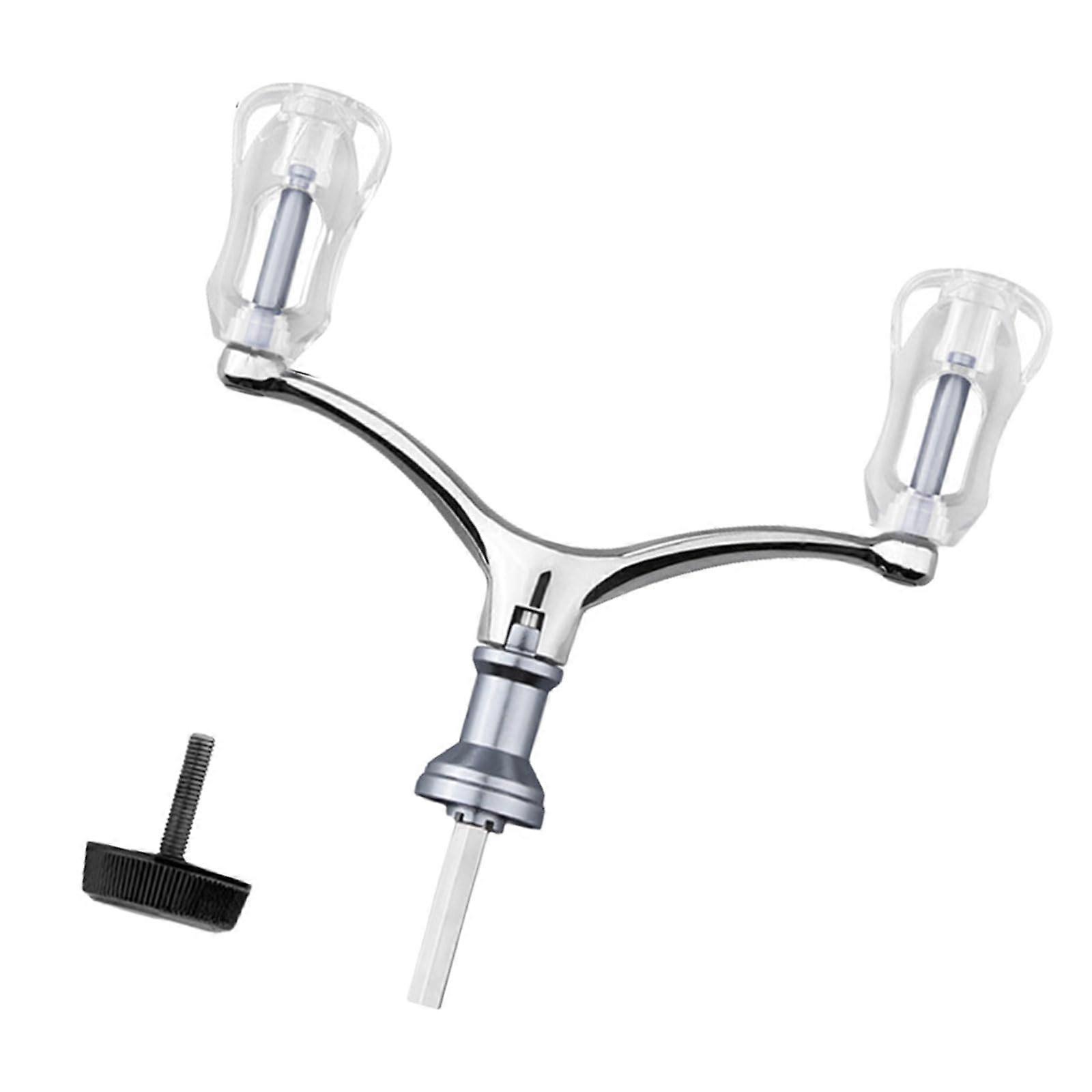 Fishing Reel Handle Aluminum Alloy Double Rocker Replacement for Precision Angling Control Silver