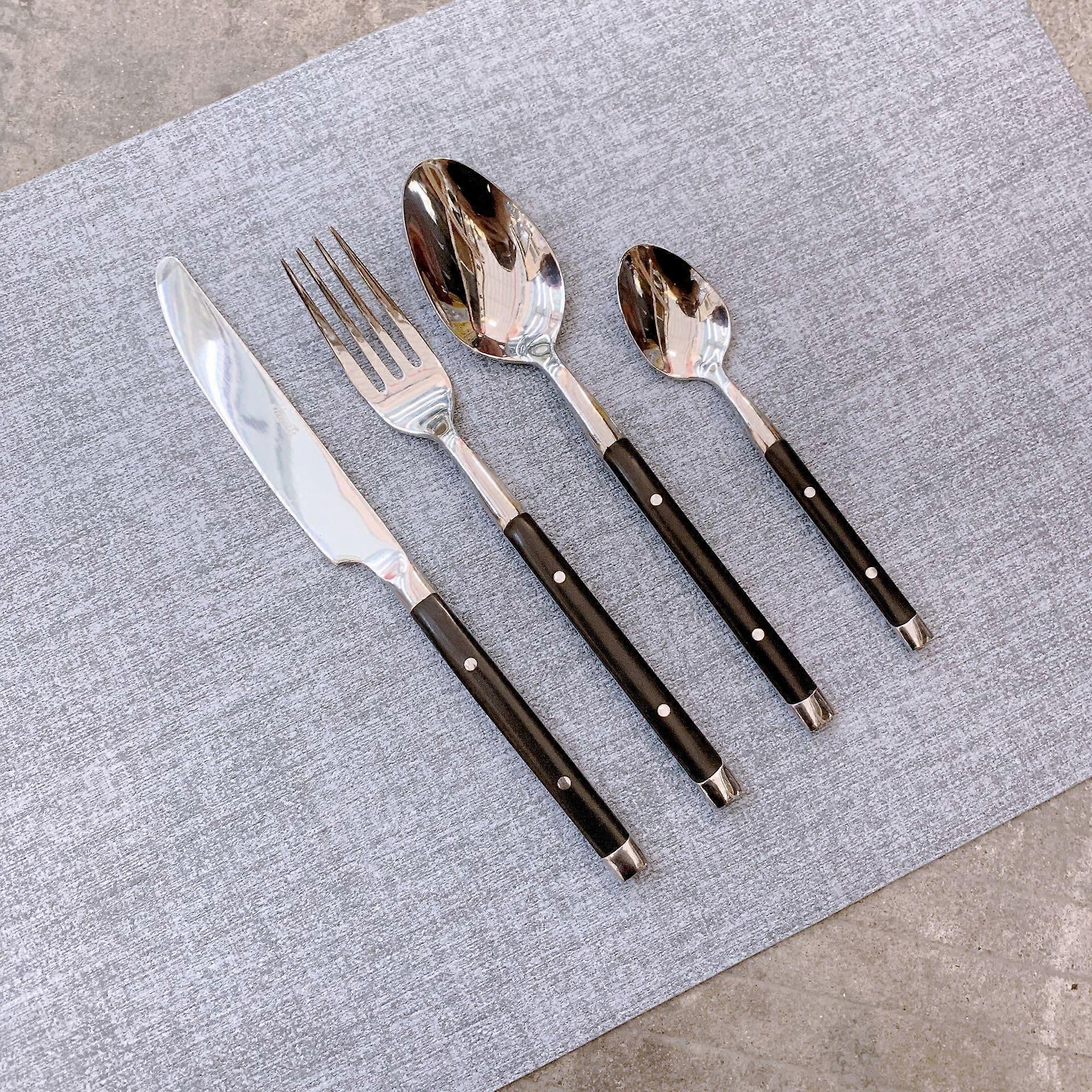 Black Silverware Set for 6, 18/10 Stainless Steel Flatware with Mirror Polished Rust Resistant Finish