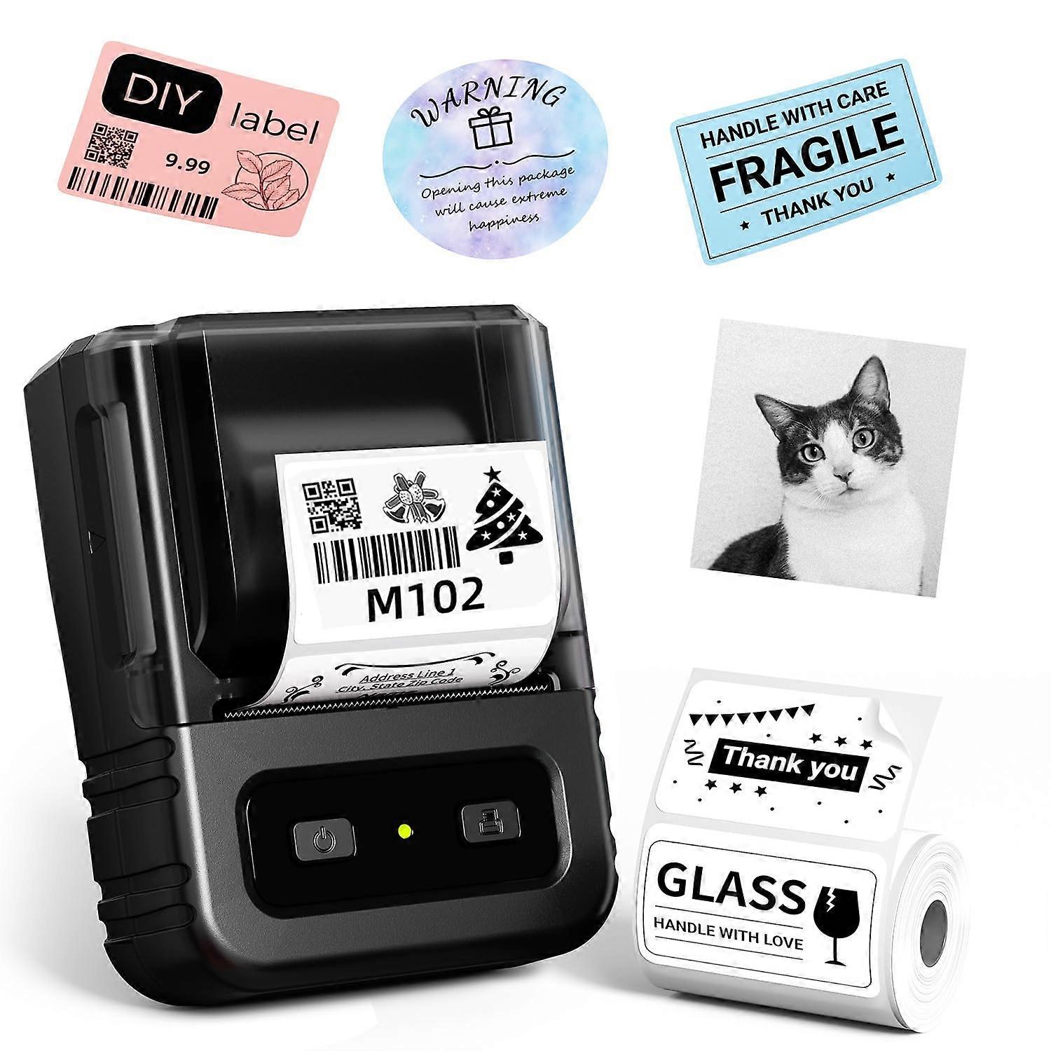 Label Maker M102 Wireless Barcode Label Printer, 2 Inch Thermal, Speed Inkless Waterproof, Dark Gray